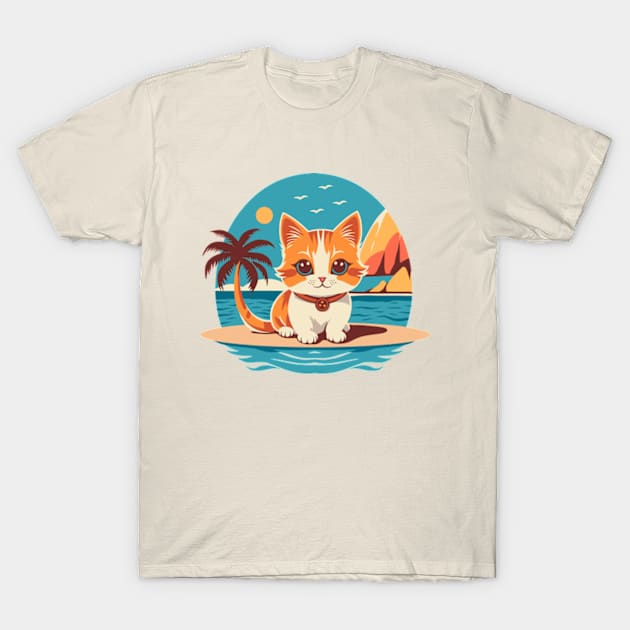 Cute Kitten On Vacation T-Shirt by milhad